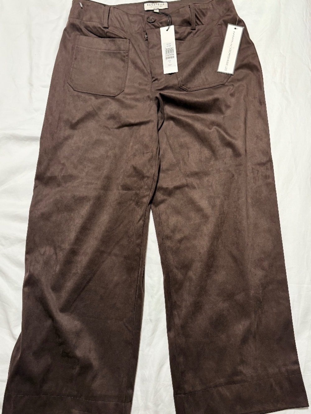 NWT Bagatelle Faux Suede Cropped Wide Leg Pants Size 8 Bitter Brown High Rise